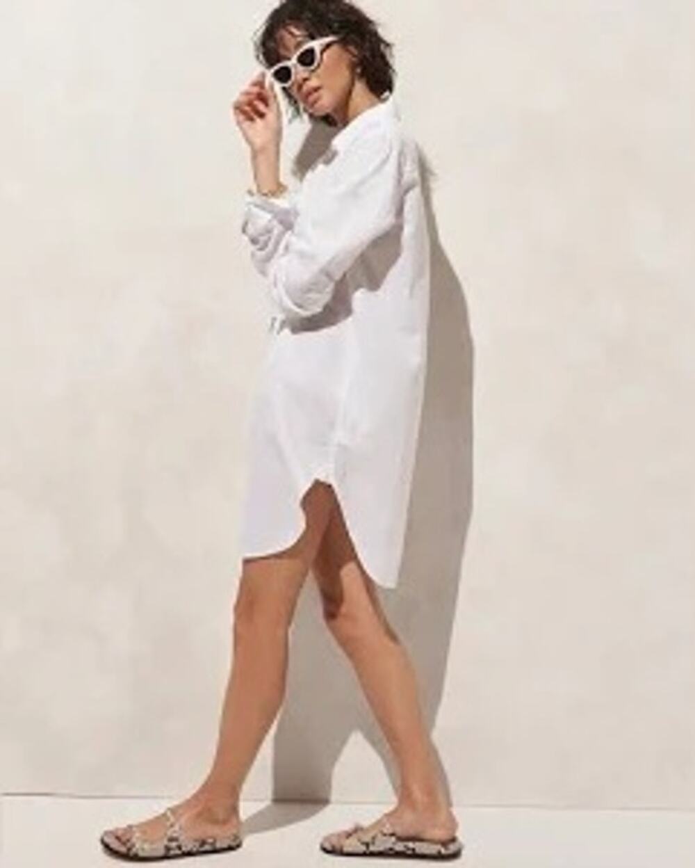 J Crew Women Linen Blend Relaxed Beach Shirt Coastal Beach Neutral Capsule Small